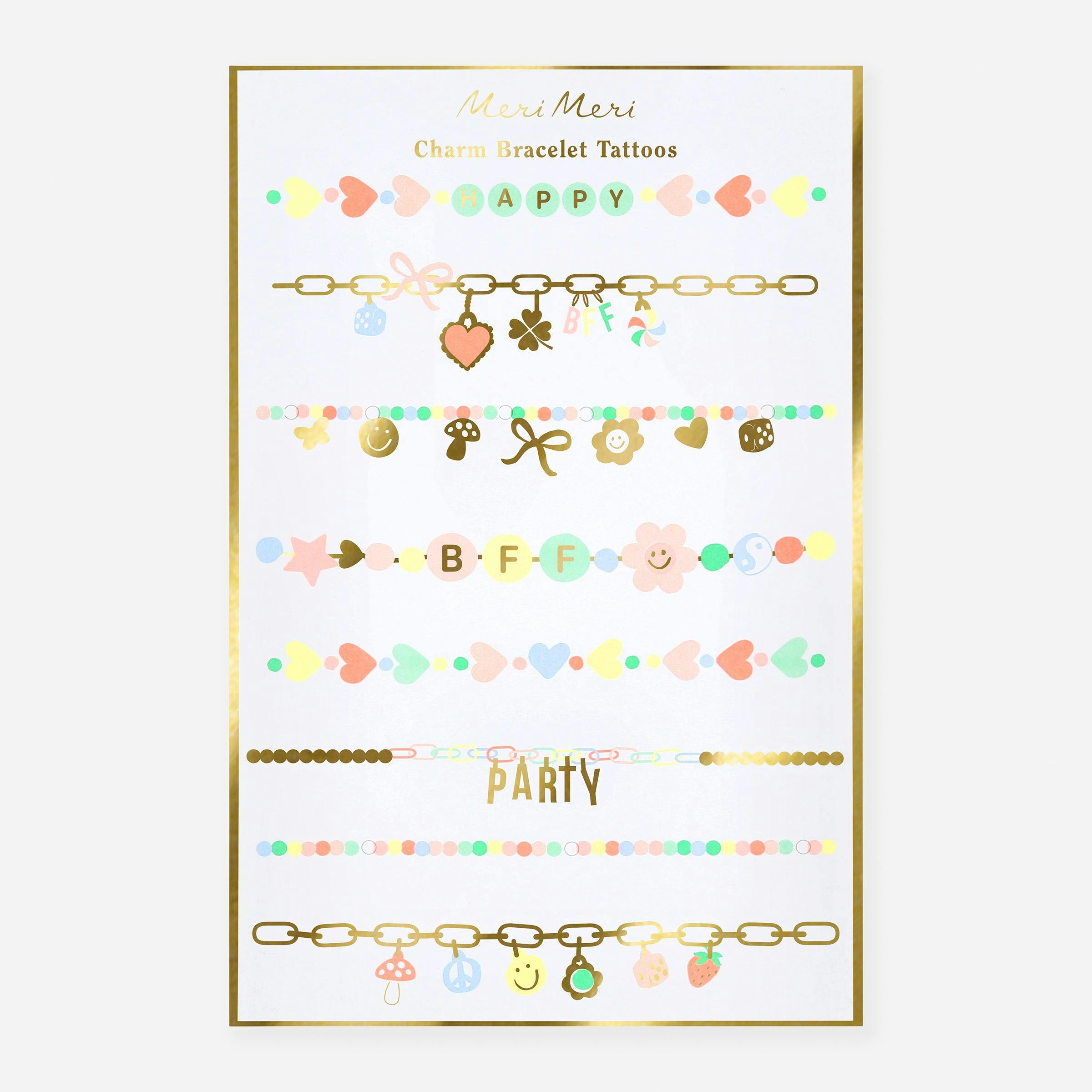 Charm Bracelet Temporary Tattoos