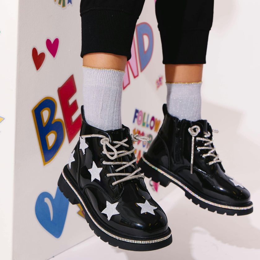 Black Rainbow Shimmer Stars Boots
