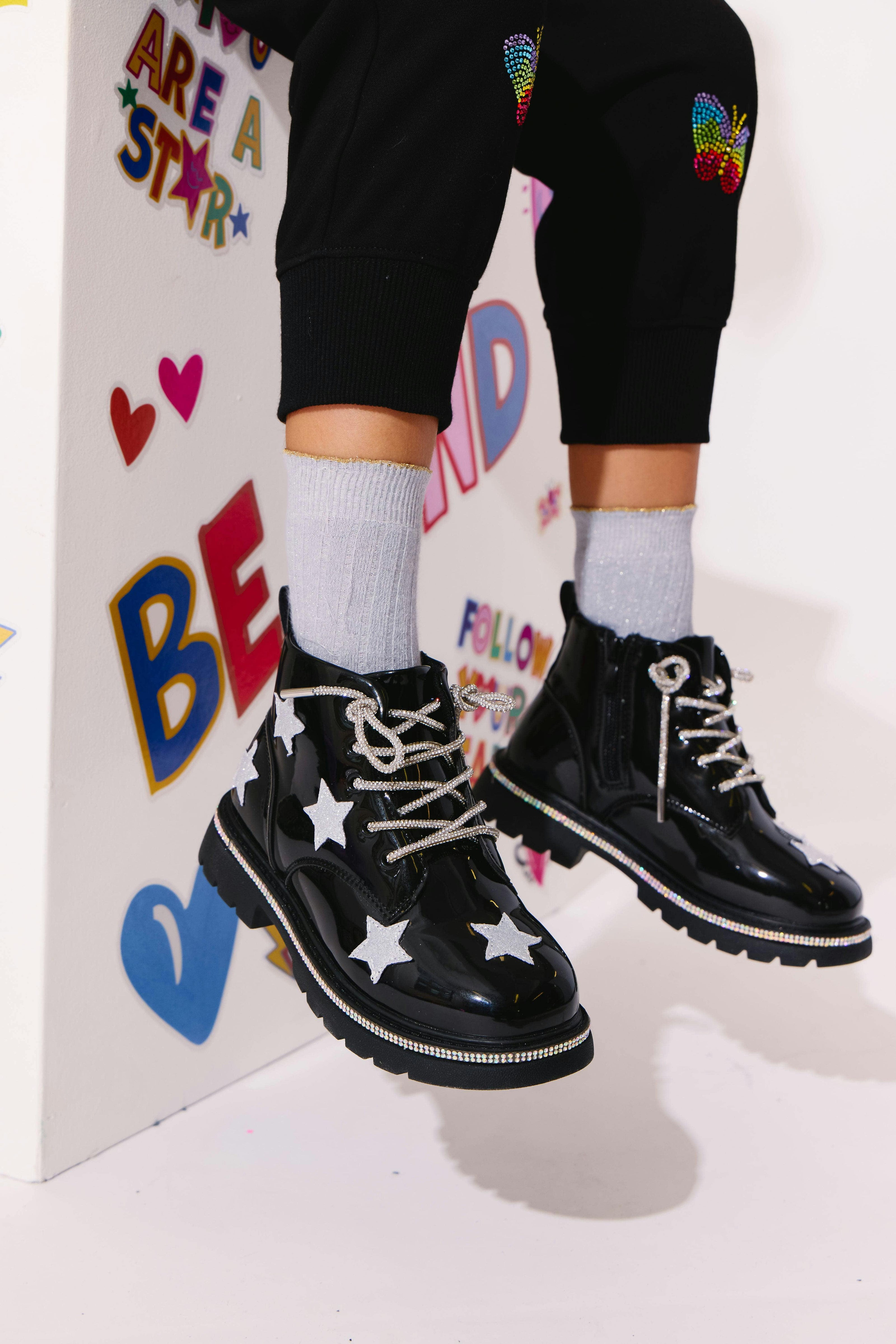 Black Rainbow Shimmer Stars Boots