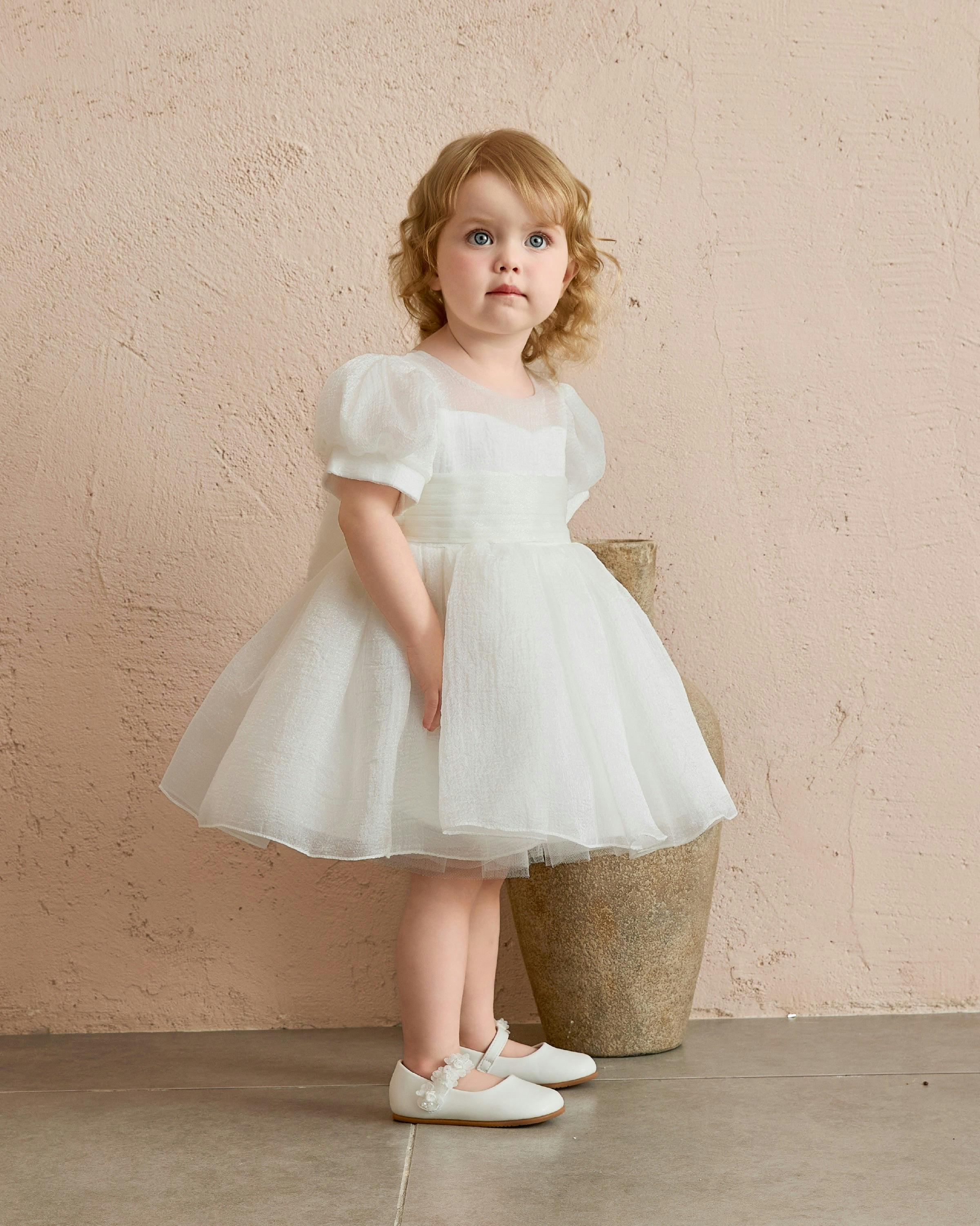 Ivory Brixton Puff-Sleeve Party Dress