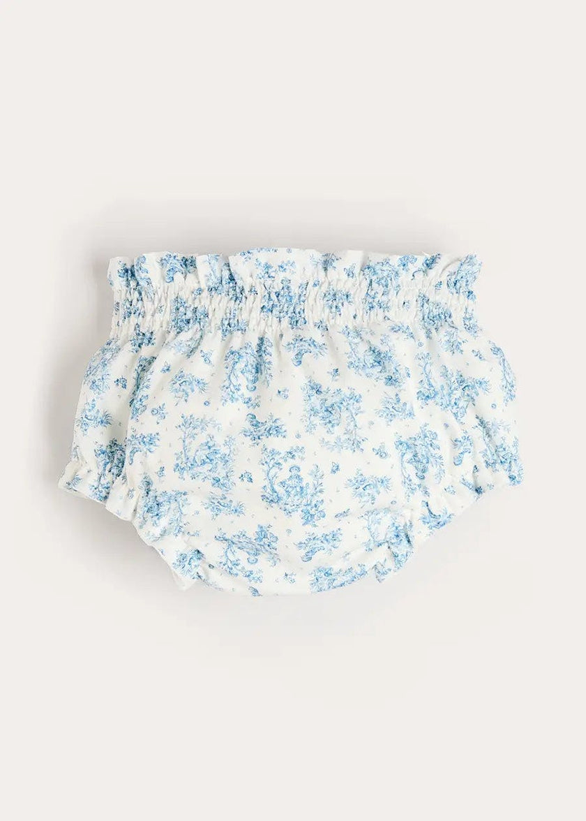 Audrey Toile Elasticated Waist Bloomers in Blue (1mth-12mths)