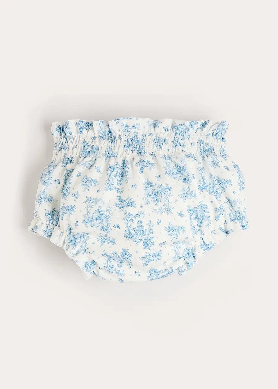 Audrey Toile Elasticated Waist Bloomers in Blue (1mth-12mths)