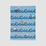 Baby Cotton Knit Coastal Blanket - Boats