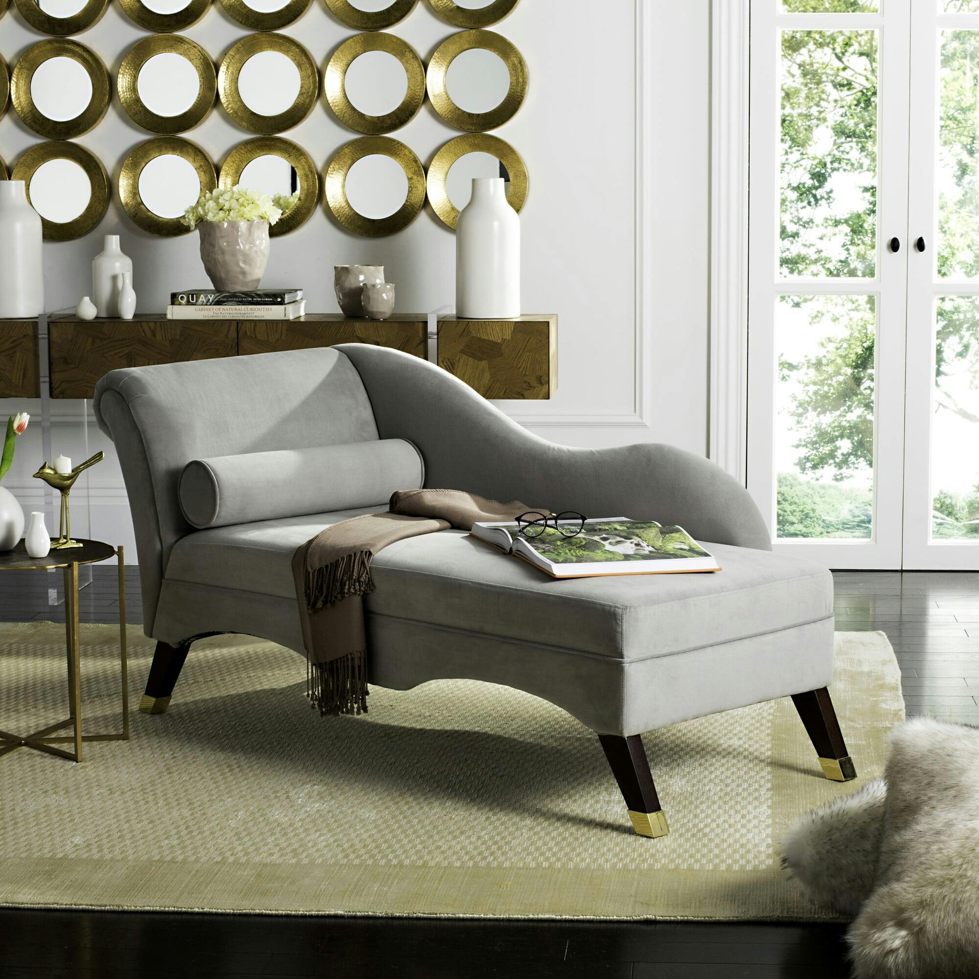 Caiden Velvet Chaise with Pillow
