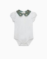 Baby Short-Sleeved Pie Crust Bodysuit in Strawberry Thief