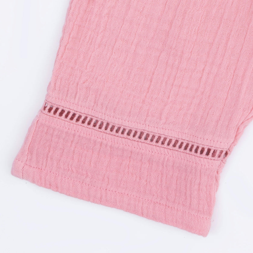 Solid Muslin Poignant Pink - Smocked Waist Pants