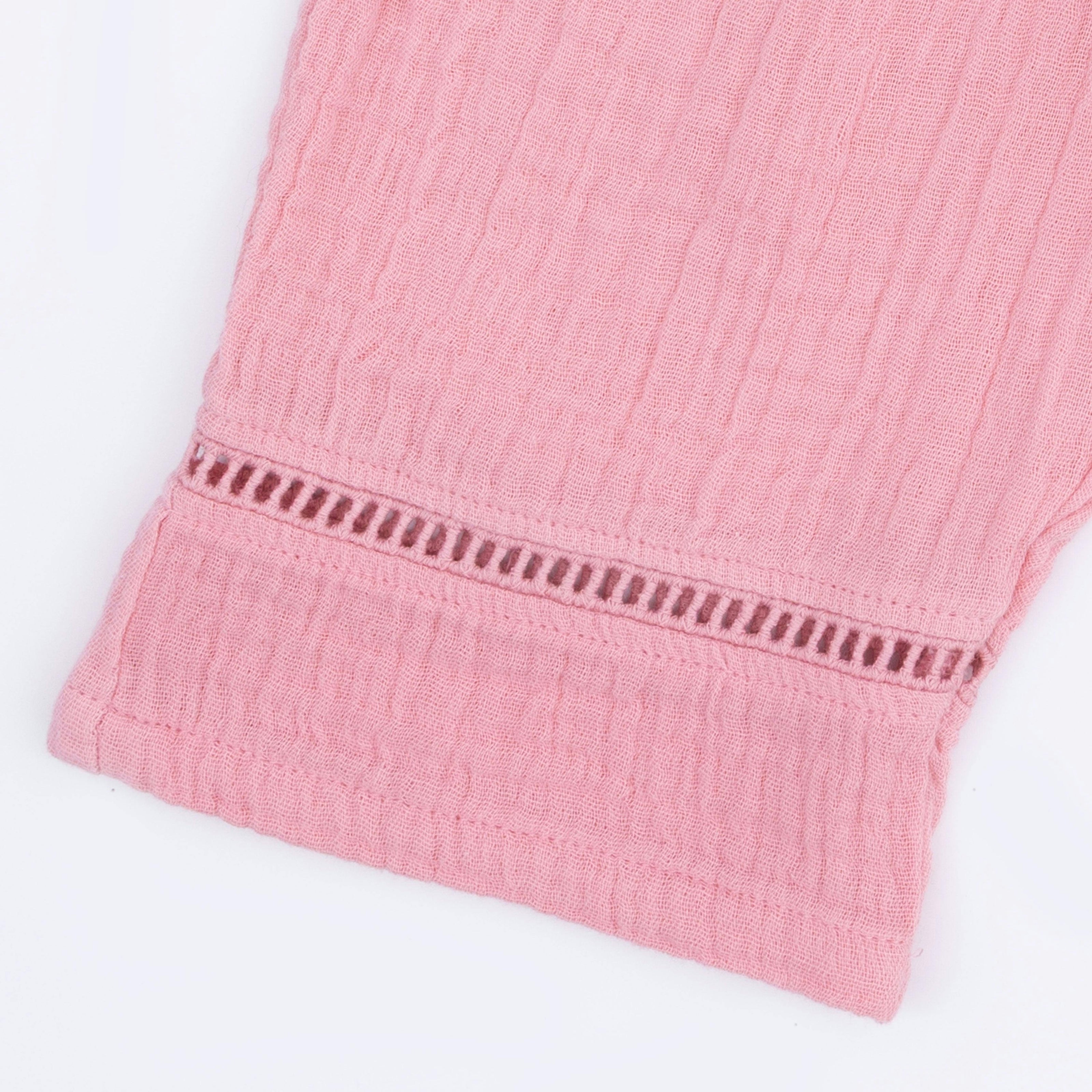 Solid Muslin Poignant Pink - Smocked Waist Pants