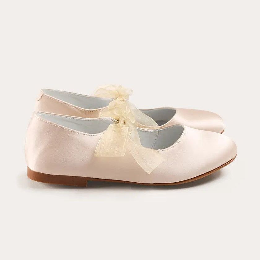 Satin Organza Bow Party Shoes in Champagne (24-37EU)