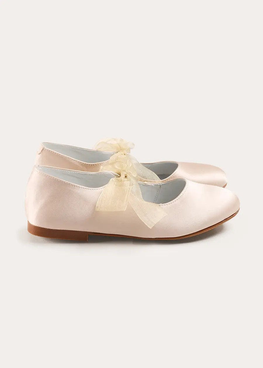 Satin Organza Bow Party Shoes in Champagne (24-37EU)