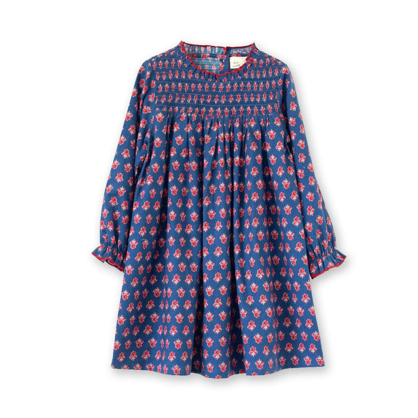 Girls All-Over Print Smocked Long Sleeve Dress