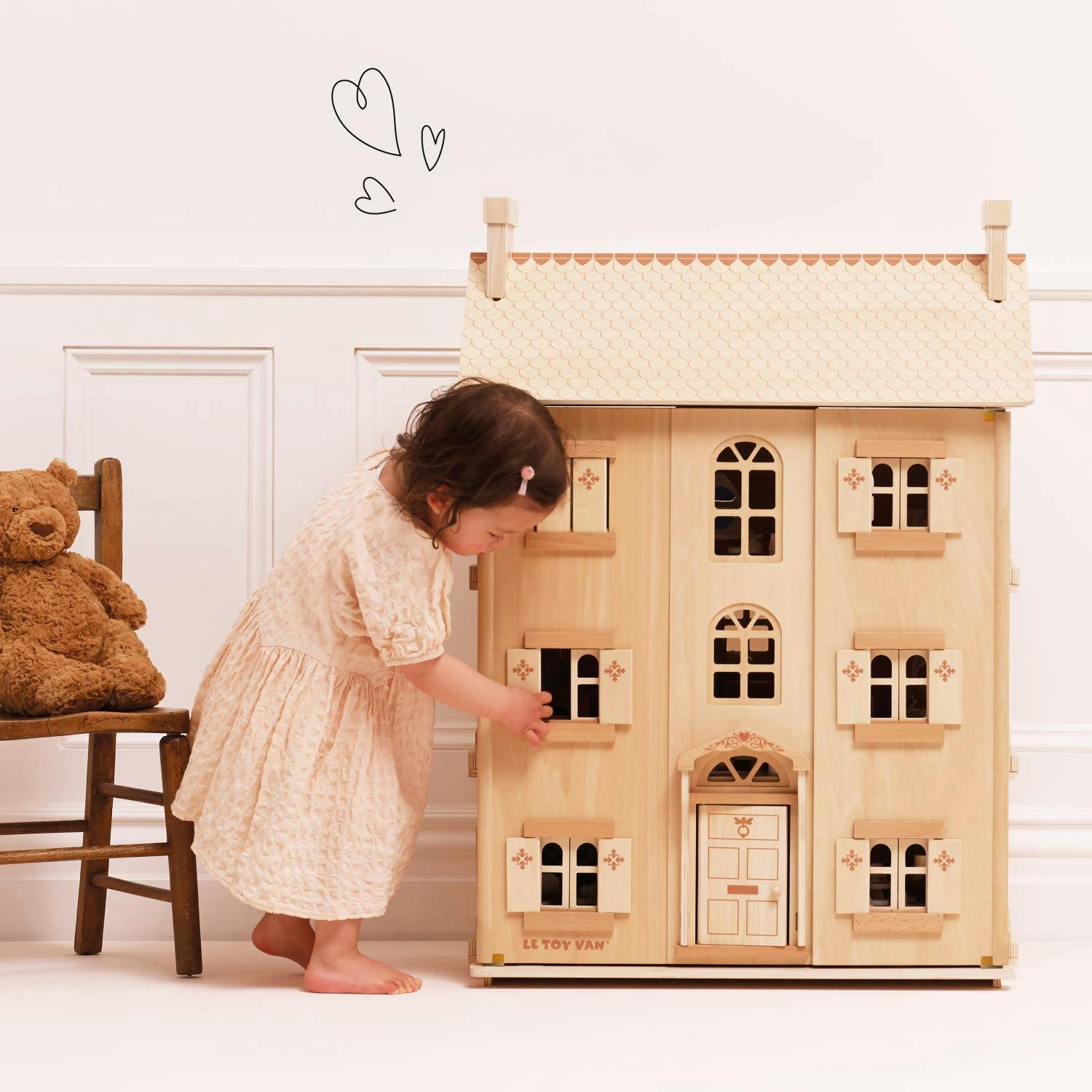 Grand Natural Wood Dolls House