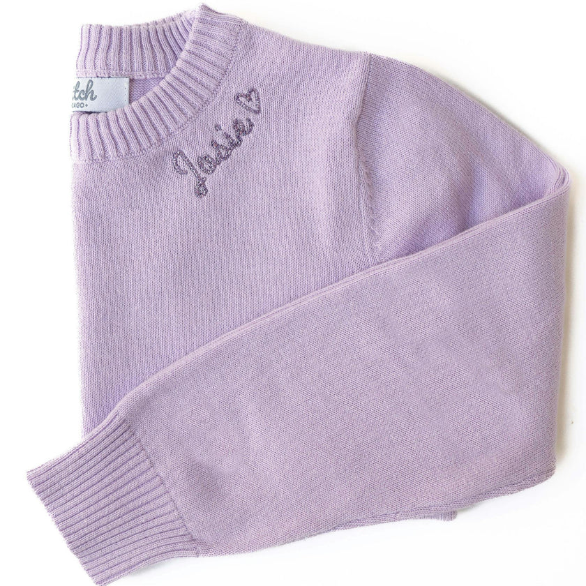 Monogram Embroidered Crewneck Sweater with Glitter
