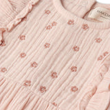 Organic Embroidered Ruffle Romper - Blush