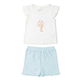 Organic Sleeveless Flutter Top & Shorts Set - Lobster