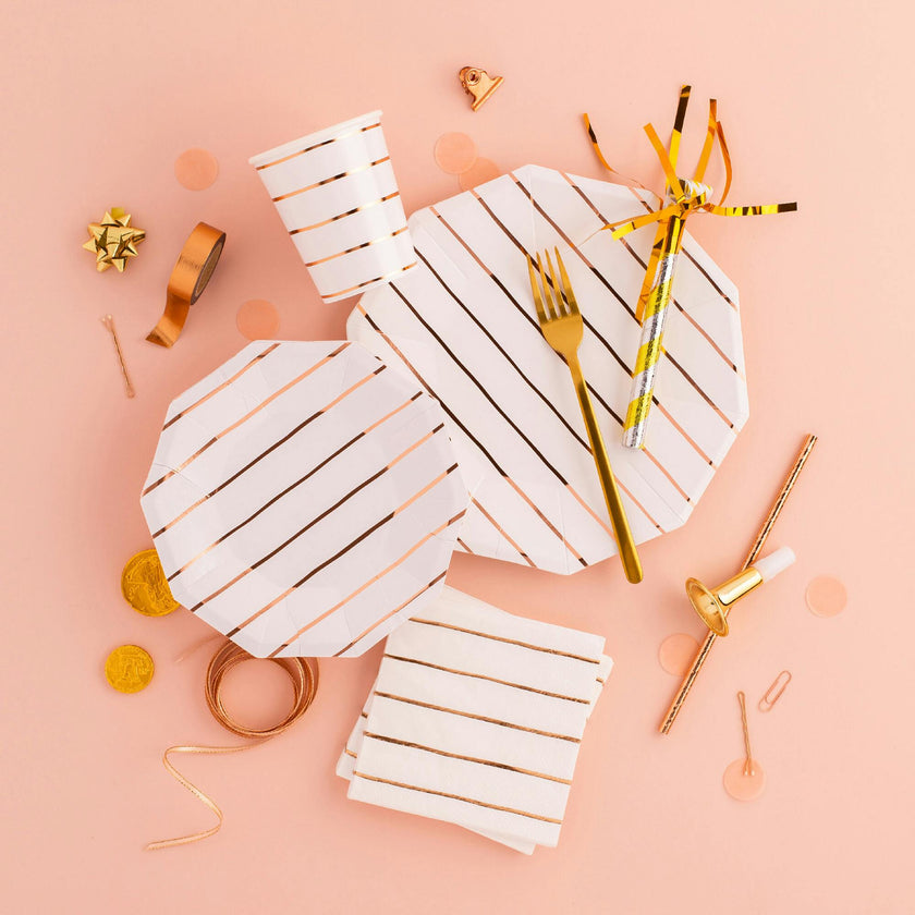Rose Gold Frenchie Striped Small Plates