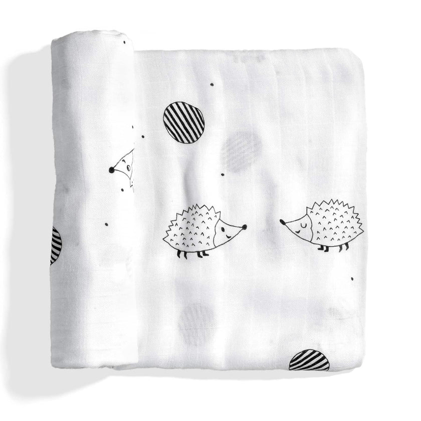 Hedgehogs and Mushrooms Bamboo Swaddle