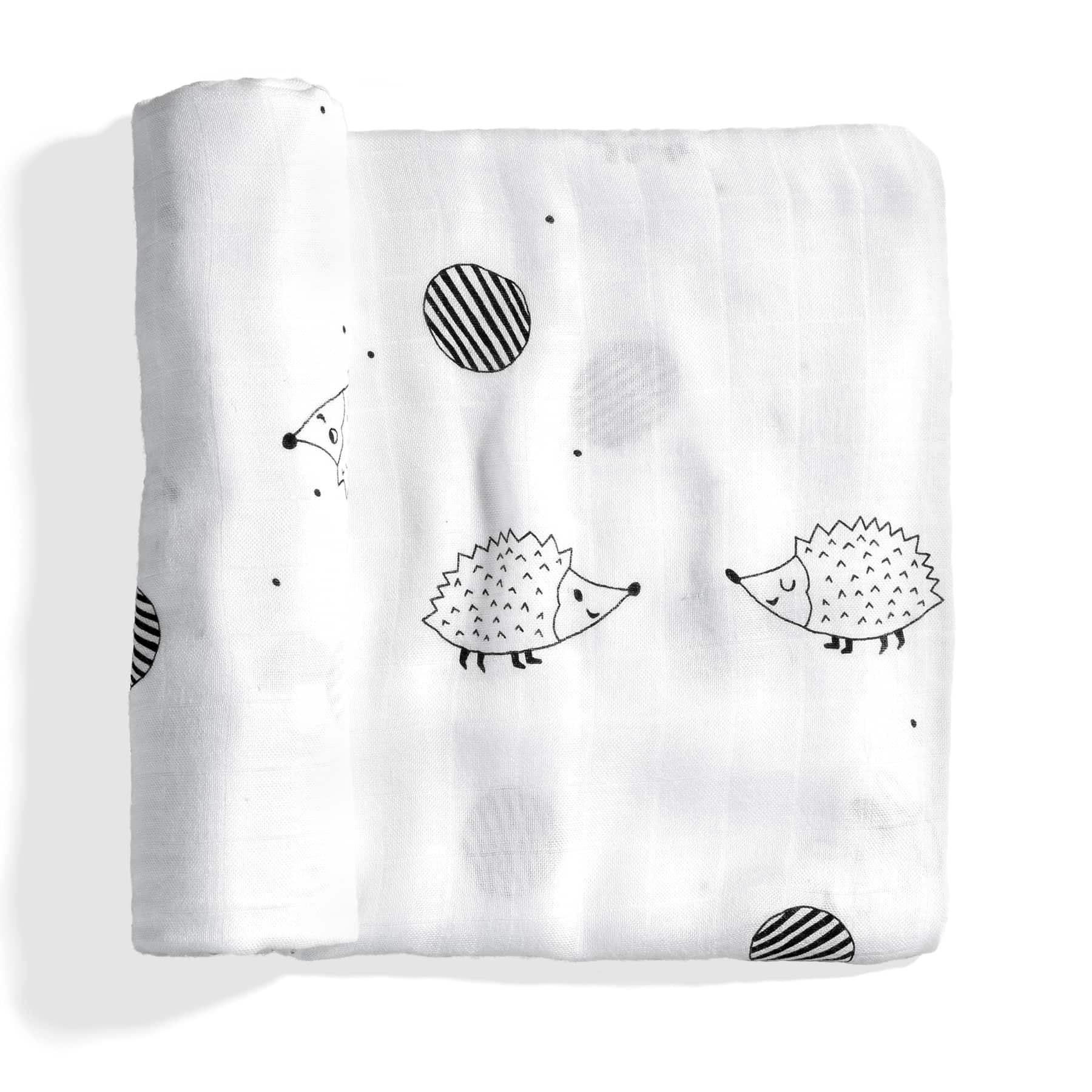Hedgehogs and Mushrooms Bamboo Swaddle