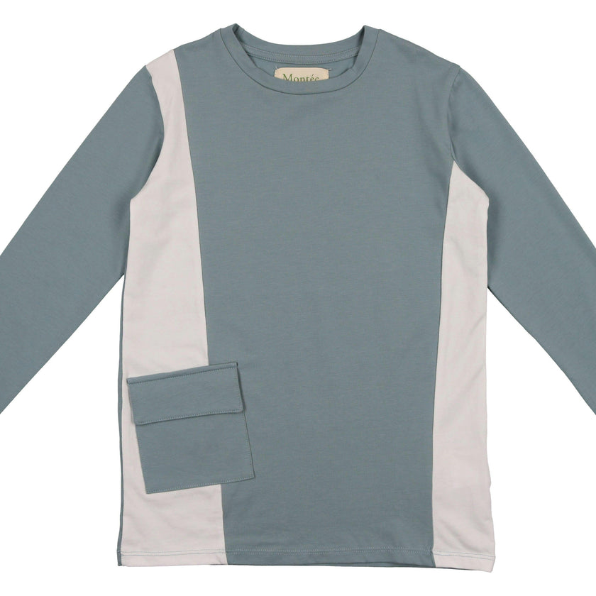 Colorblock Pocket 3-Quarter Sleeves Tee