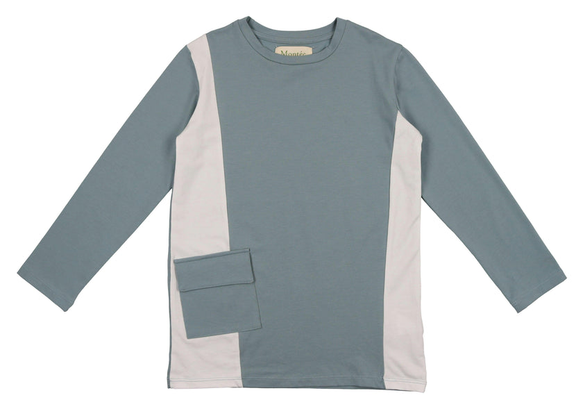 Colorblock Pocket 3-Quarter Sleeves Tee