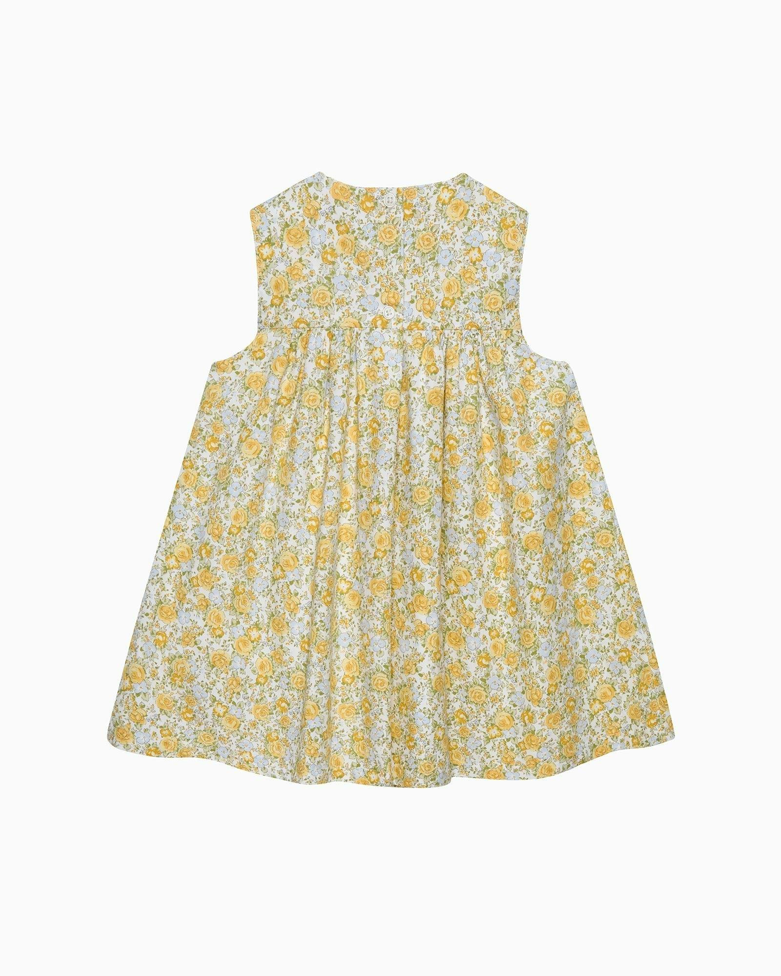 Baby Rosie Smocked Duck Dress in Yellow Rose Floral