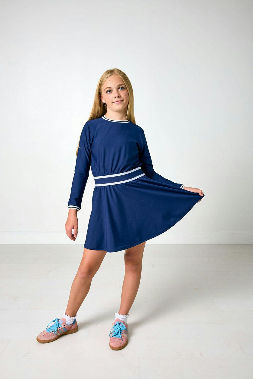 navy long sleeve club dress
