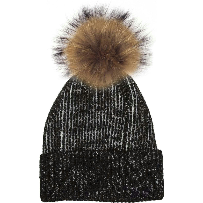 Ribbed Lurex Knit Hat (Snap On Pom Sold Separately)