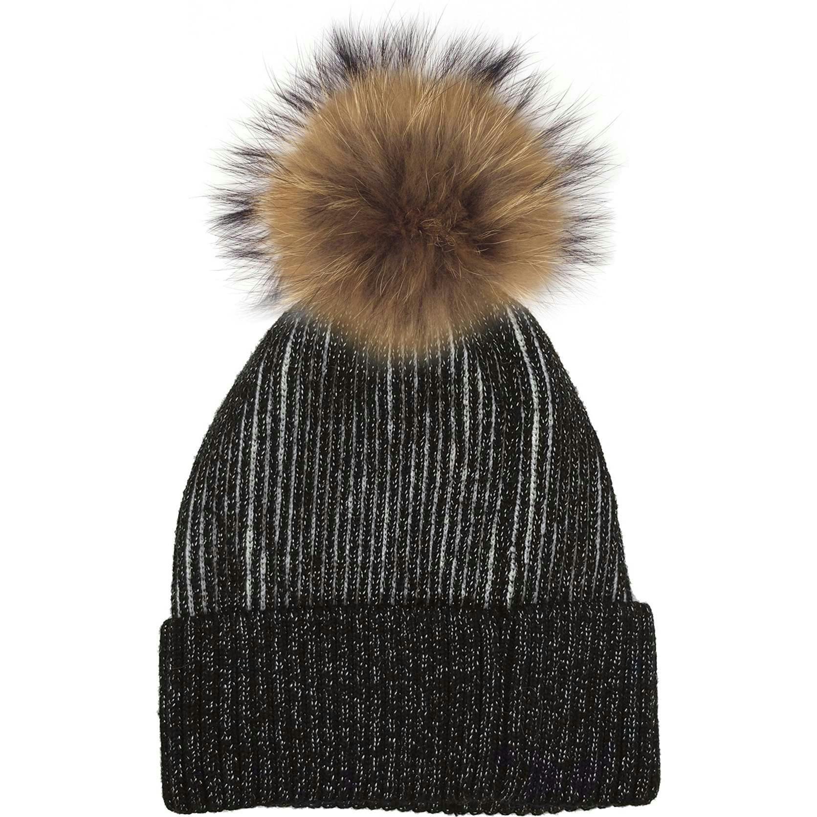 Ribbed Lurex Knit Hat (Snap On Pom Sold Separately)