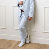 Organic Seersucker Suit Pant, Blue