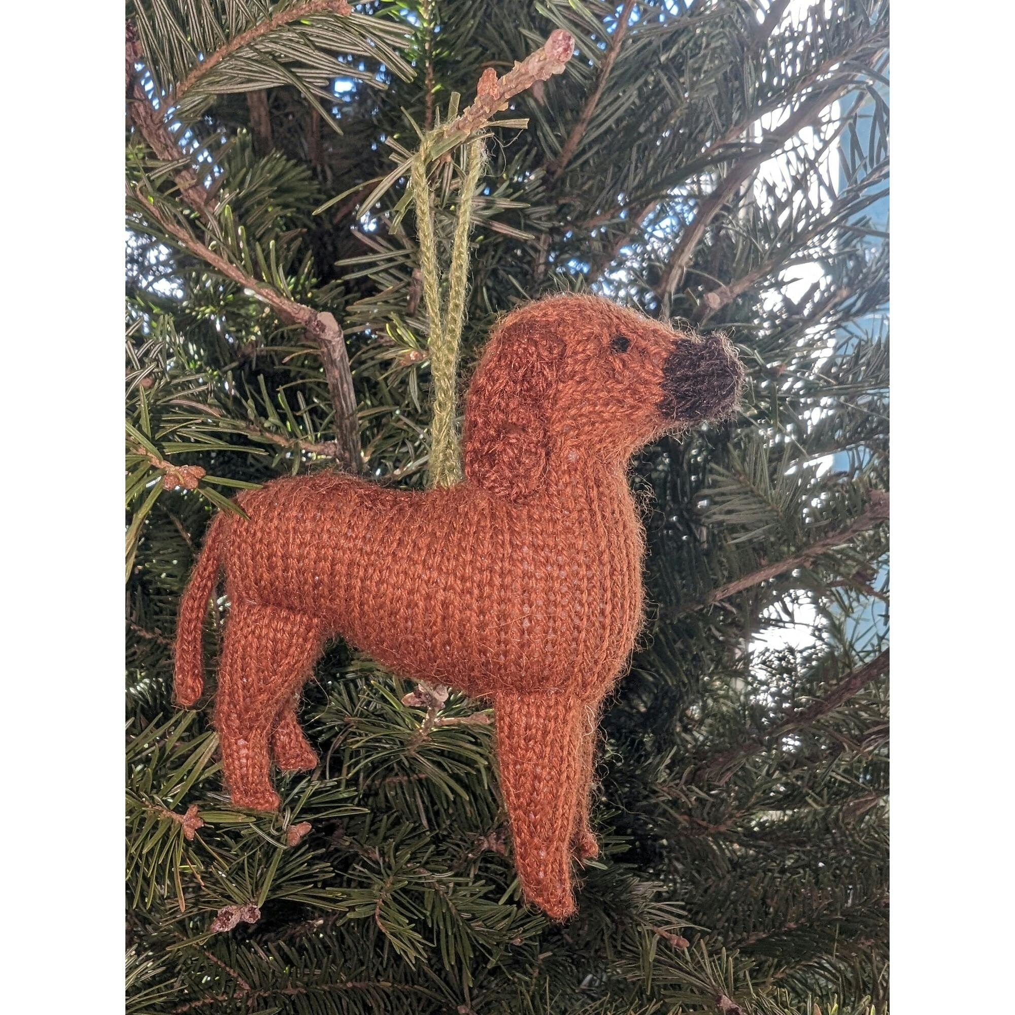 Rhodesian Ridgeback Hand Knit Christmas Ornament