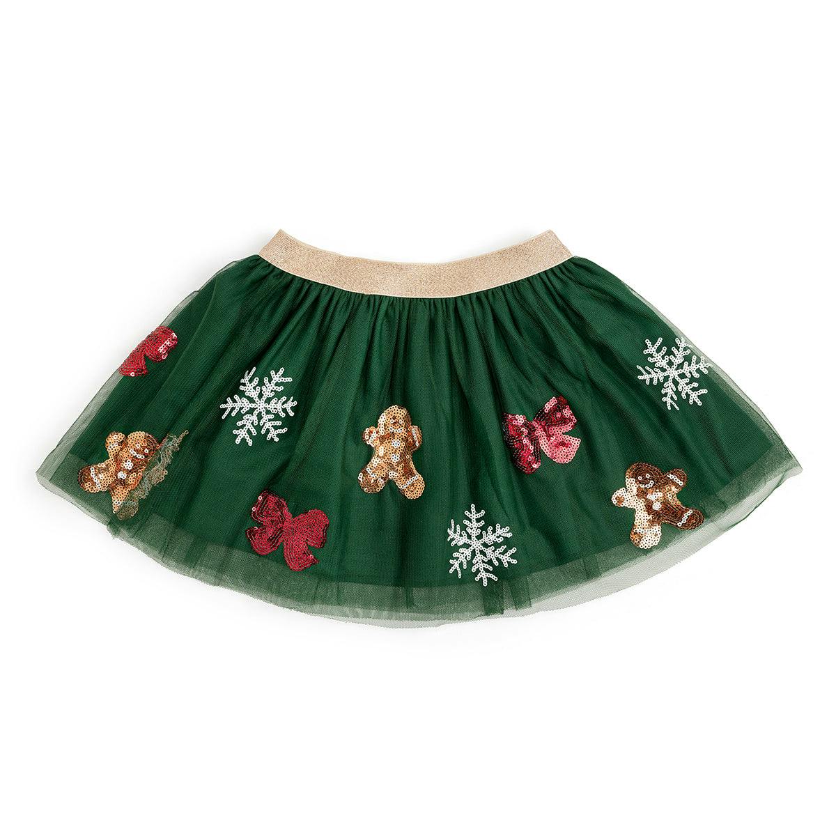 Gingerbread Joy Sequin Christmas Tutu Skirt