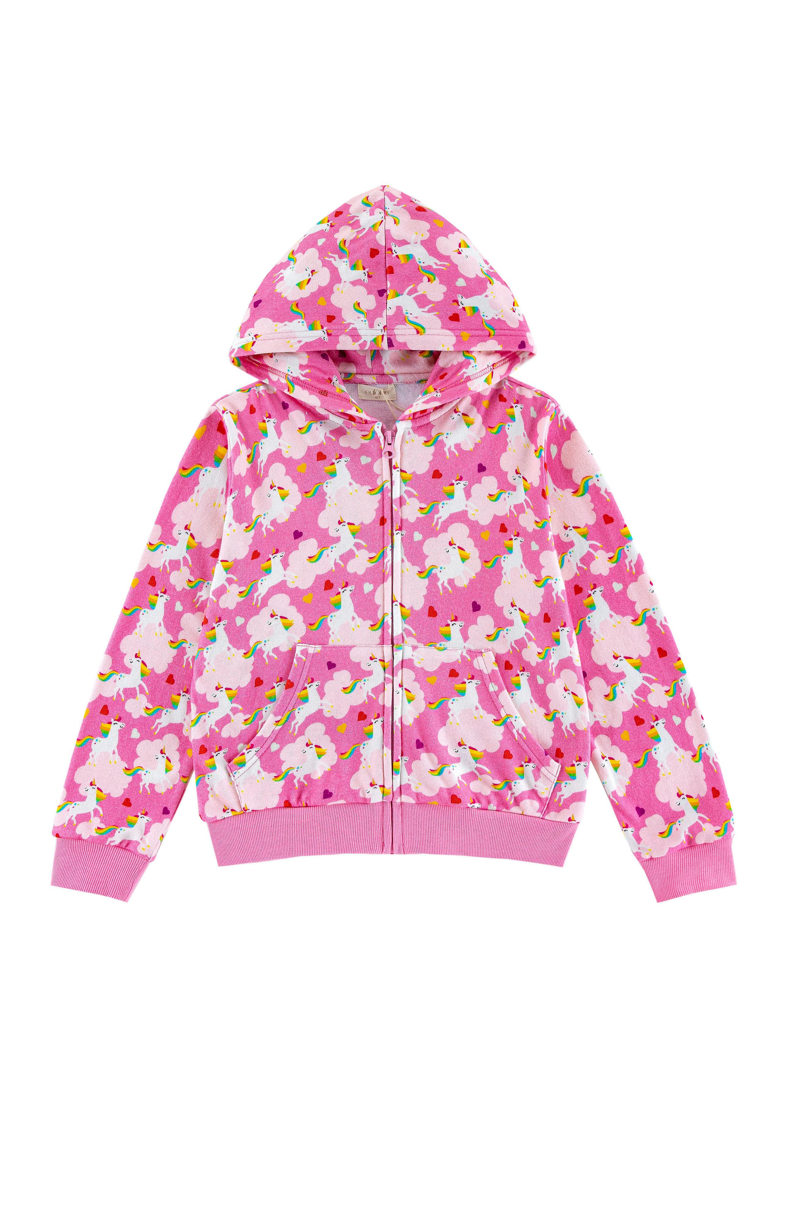 Soft Fleece Zip-up Hoodie, Dancing Unicorn