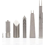 Chess Set Stainless Steel CHICAGO with Marble Hatch Board