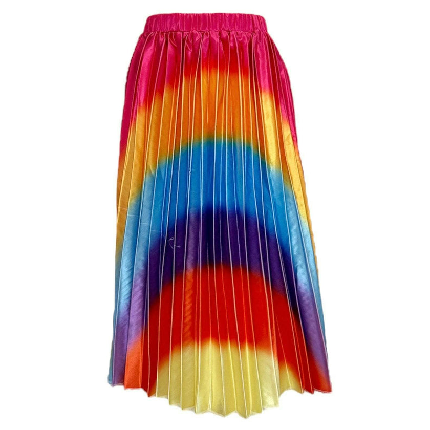 Rainbow Pleated Midi Skirt