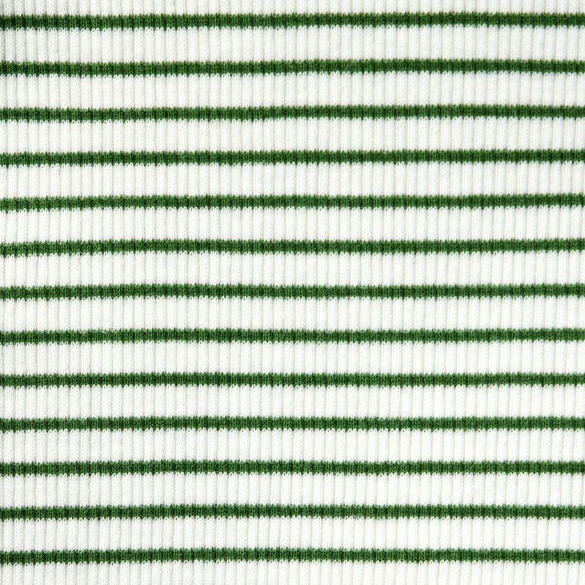 Striped Ribbed Puff Sleeve Top, Green