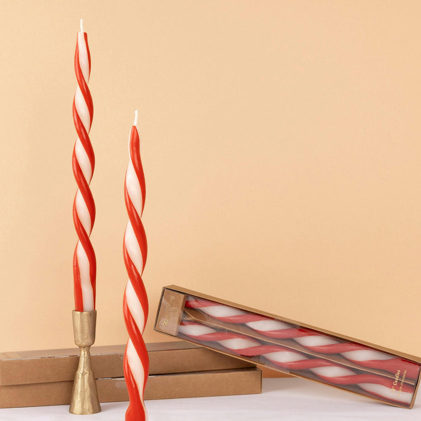 Red Stripe Twist Candles