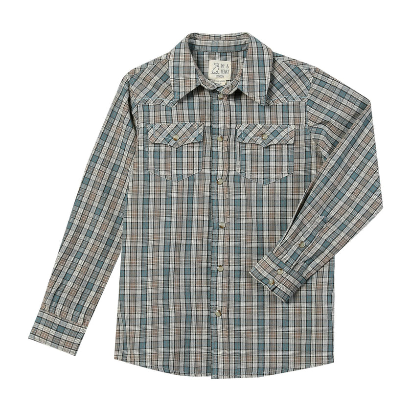 HOWDY Western Blue/Cream plaid WOVEN SHIRT