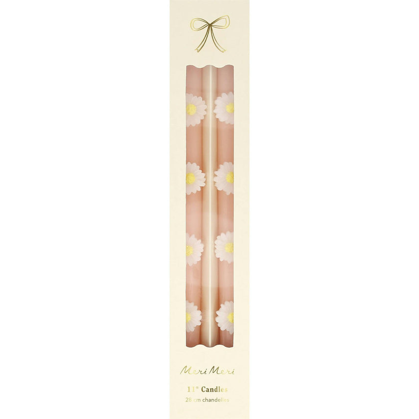 Pink Daisy Taper Candles