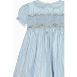 Light Blue Eva Silk Ceremony Girl Hand-Smocked Dress