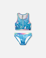 Two-Piece Swimsuit Blue Shell Print