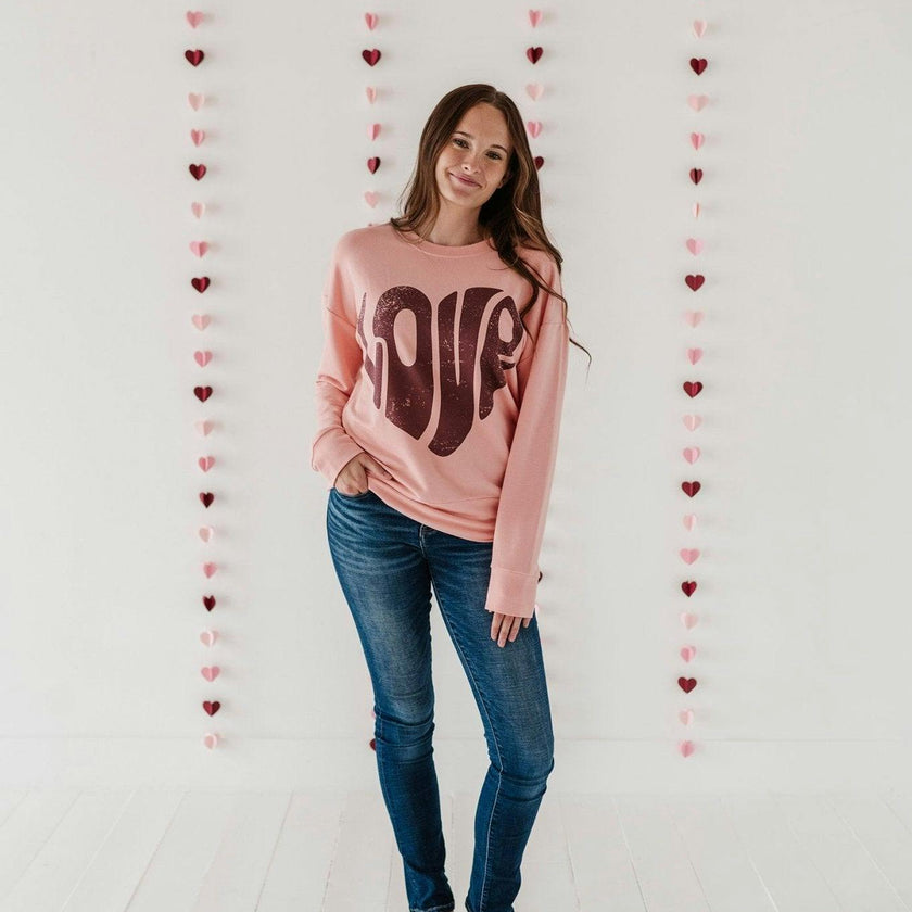 Women's Pullover Love in Rose Brown