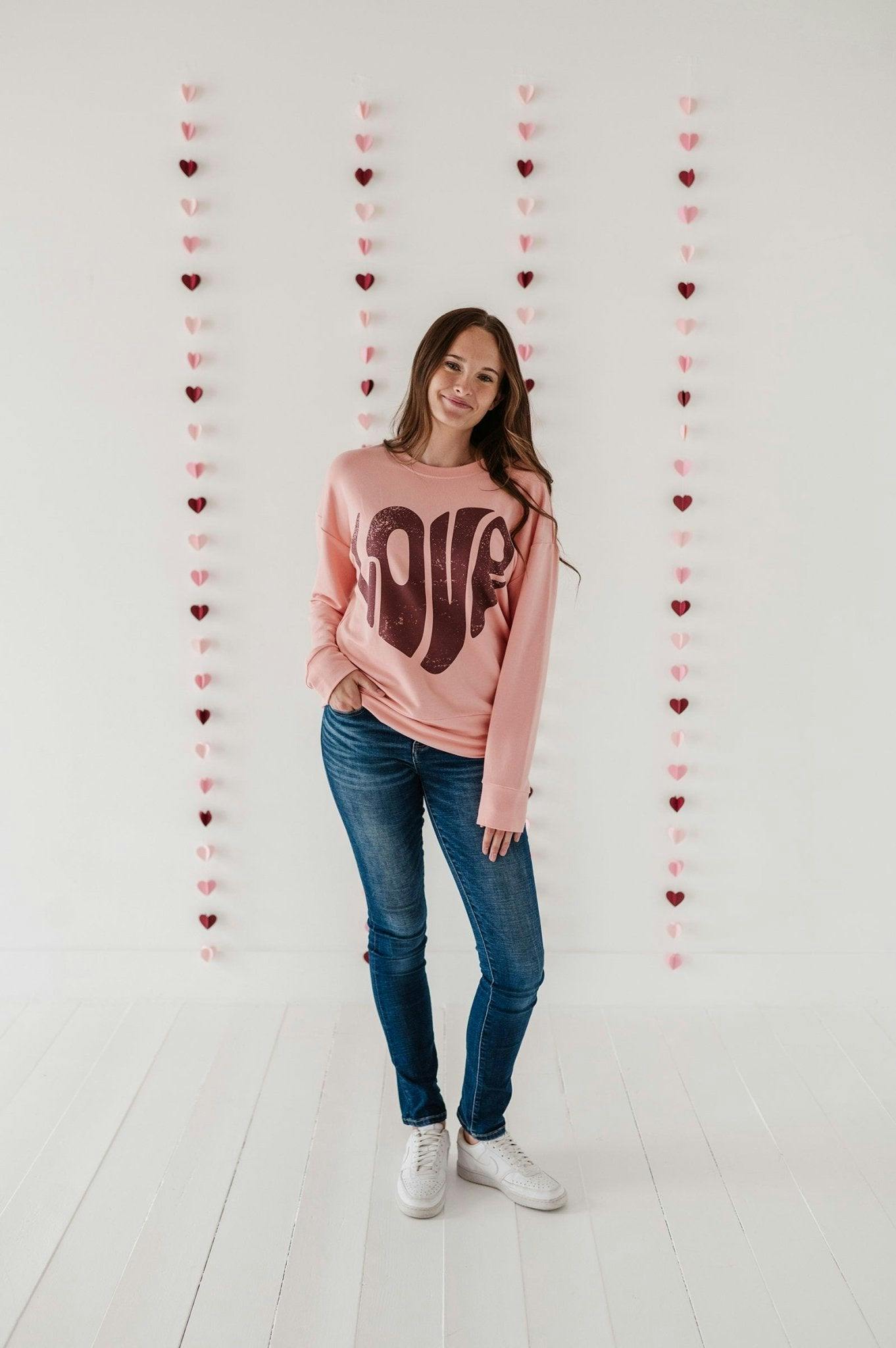 Women's Pullover Love in Rose Brown
