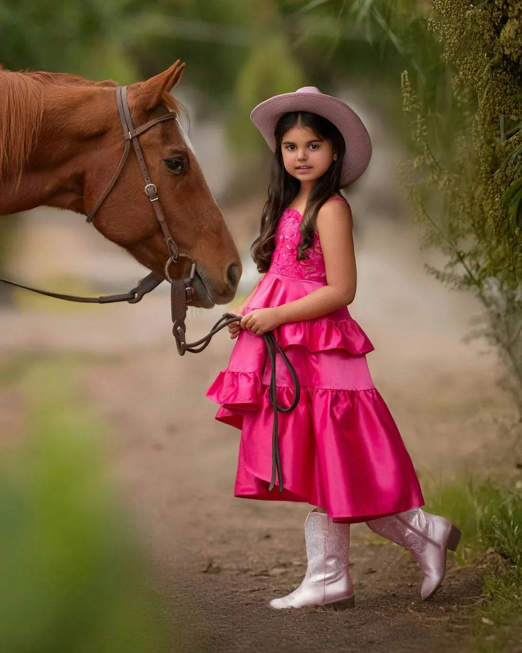 Wildflower Cowgirl Hot Pink Ruffle Birthday Dress for Girls