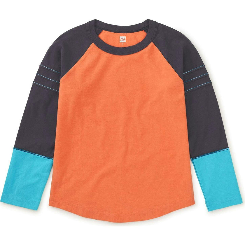 Explorer Colorblock Raglan Long Sleeve Pintuck T-Shirt, Orange