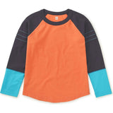 Explorer Colorblock Raglan Long Sleeve Pintuck T-Shirt, Orange