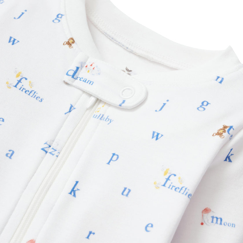 Baby's Pima Romper in Letters and Lullabies