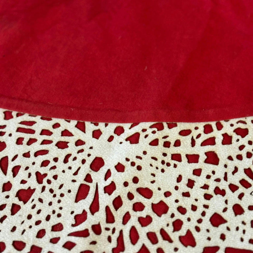 Handmade Linen Precision Cut Red Christmas Tree Skirt – 60" Arcadia Home