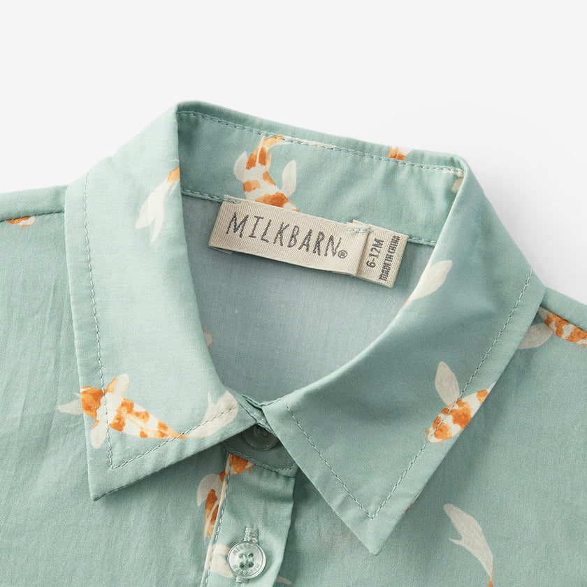 Swimming Koi Collared Shortall