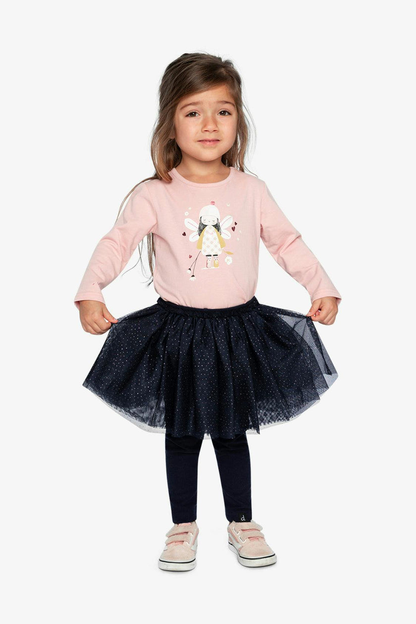 Leggings With Integrated Tulle Skirt Dark Blue