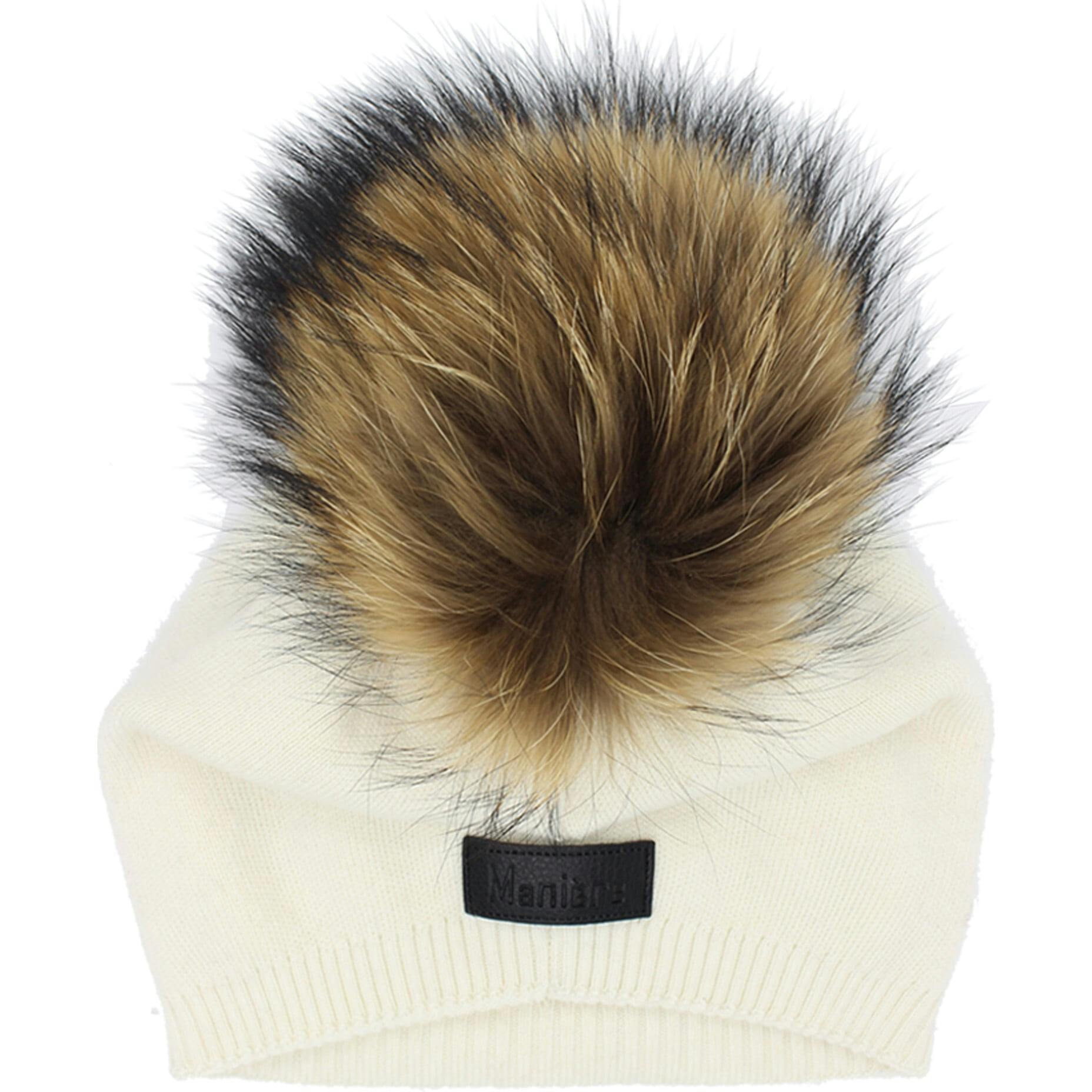 Knit Wool Faux Fur Pom Pom Hat