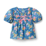 Floral Bow Top, blue